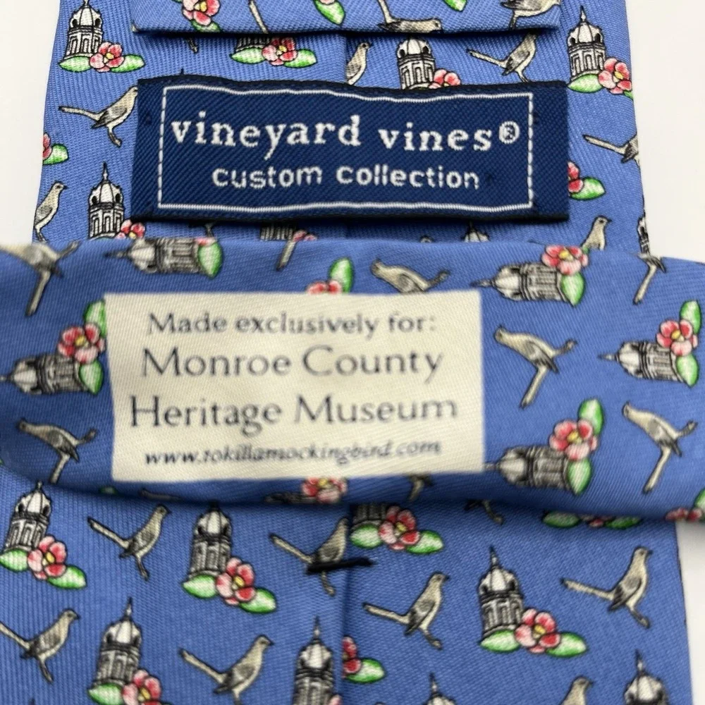 Vineyard Vines Men's Neck Tie Monroe County Heritage Museum Birds/Flowers